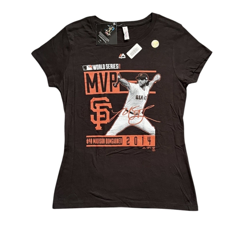 Madison Bumgarner T Shirt Womens Small Black 2014 World Series MVP New